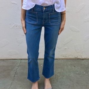Mother denim Patch Slacker Crop raw hem